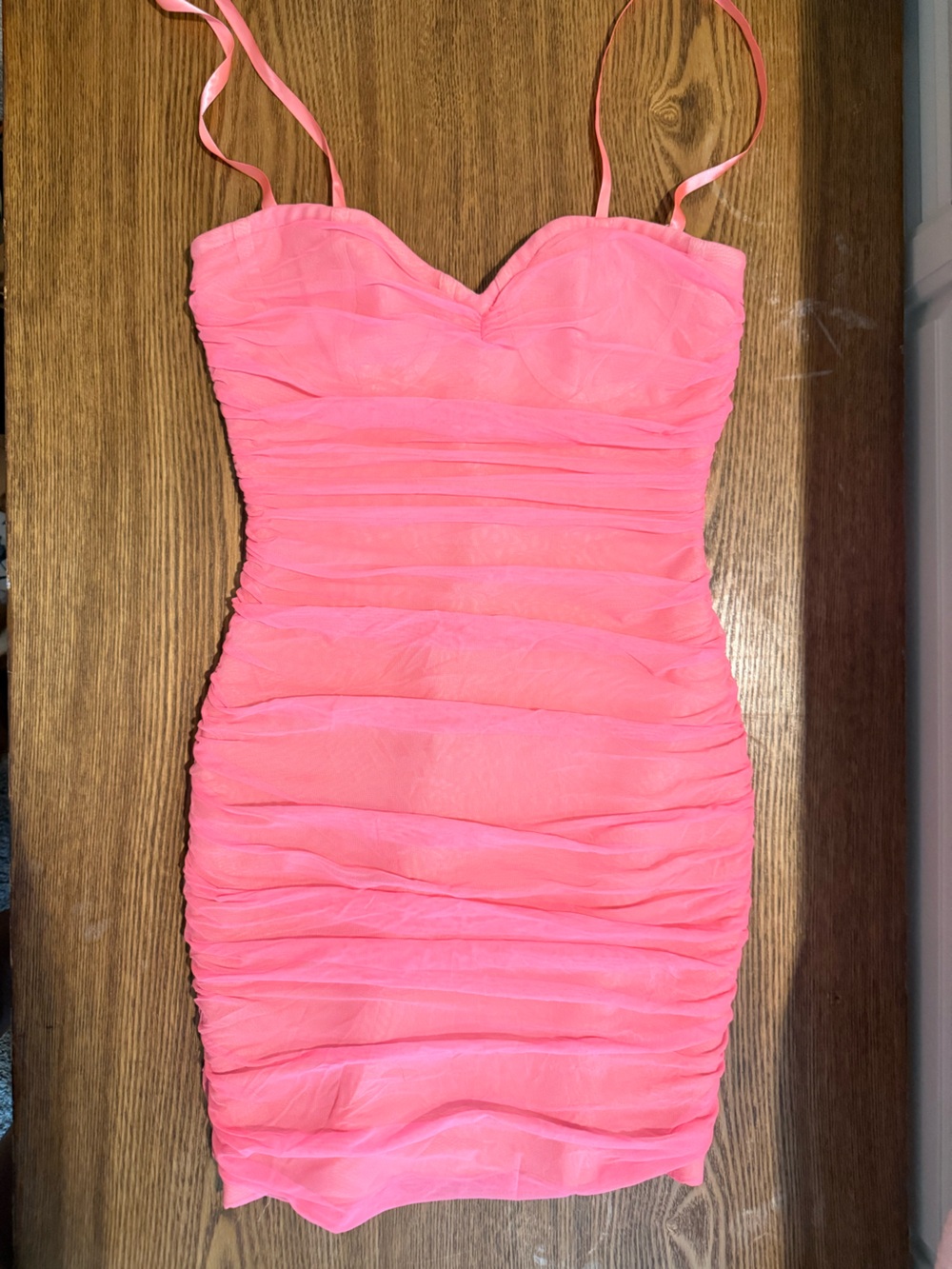 Fashion Nova Neon Pink Ruched One-Piece Dress